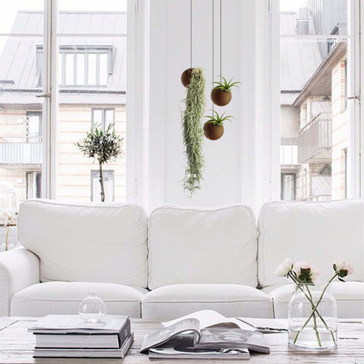 Sphère suspendue - Chêne foncé